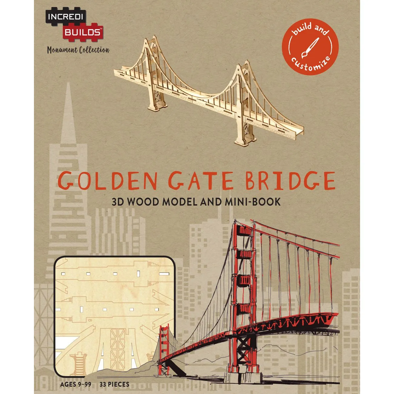 Incredibuilds 3D Wooden Model Golden Gate Bridge