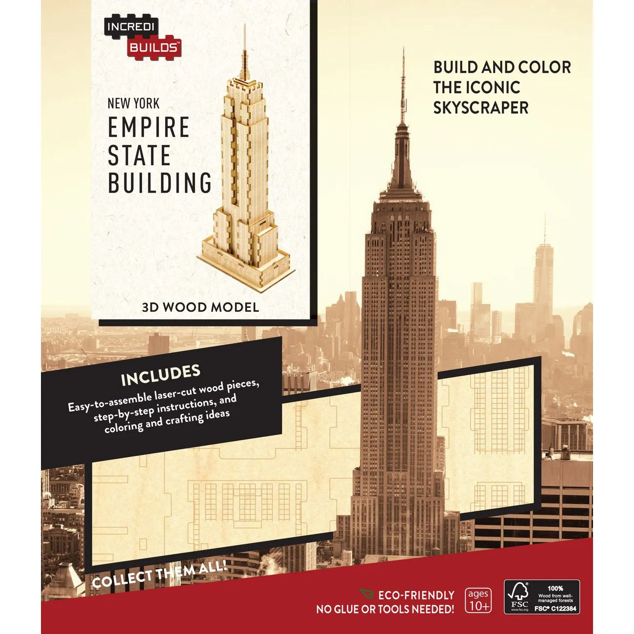 Incredibuilds 3D Wooden Model New York Empire State Building