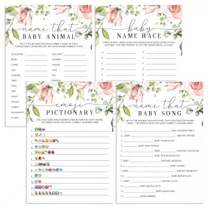 Instant Download Baby Shower Games Pack Blush Floral