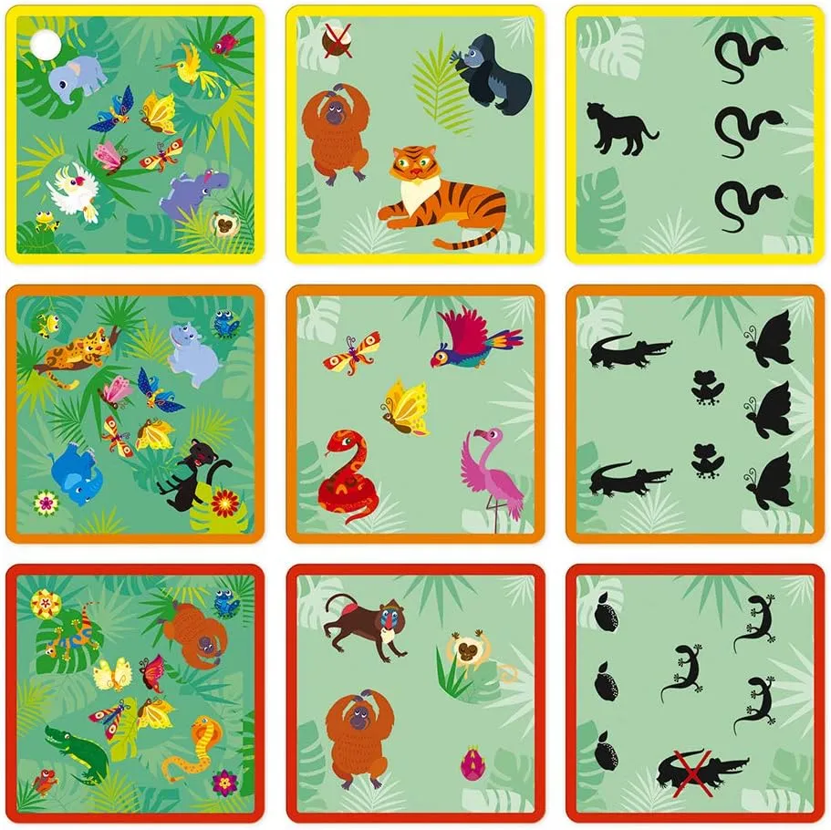 Janod Jungle Picture Brain Teaser 60 Puzzles 3 Difficulty Levels Ages 5 