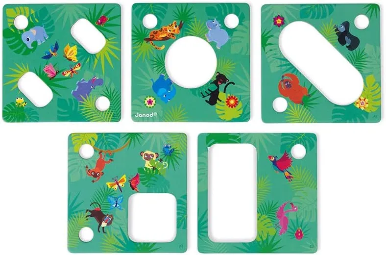 Janod Jungle Picture Brain Teaser 60 Puzzles 3 Difficulty Levels Ages 5 