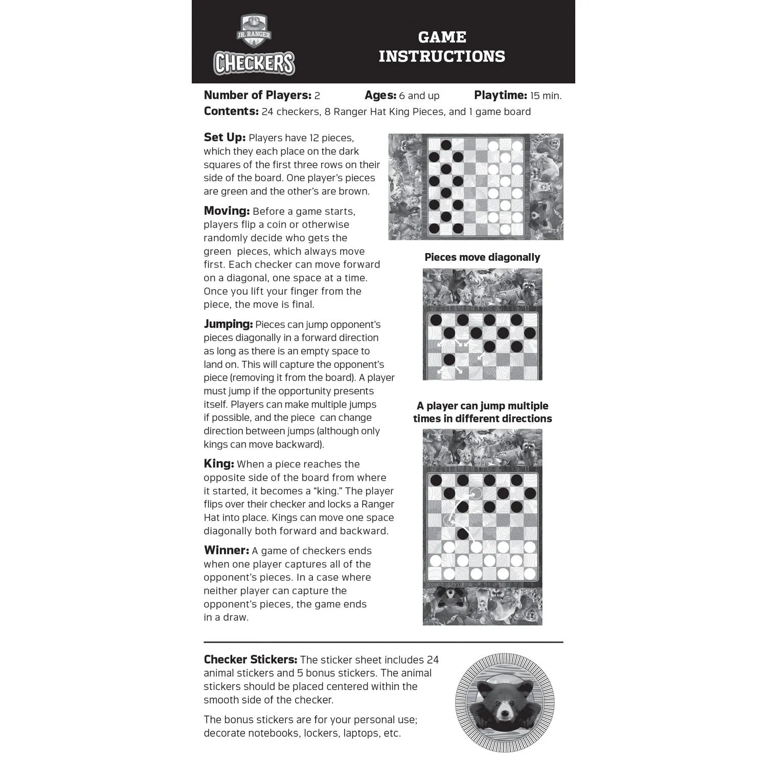 Jr. Ranger Checkers Board Game