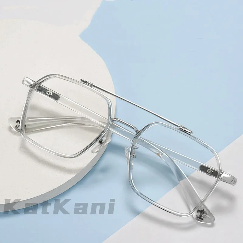 KatKani Men's Full Rim Double Bridge Alloy Frame Eyeglasses K0039