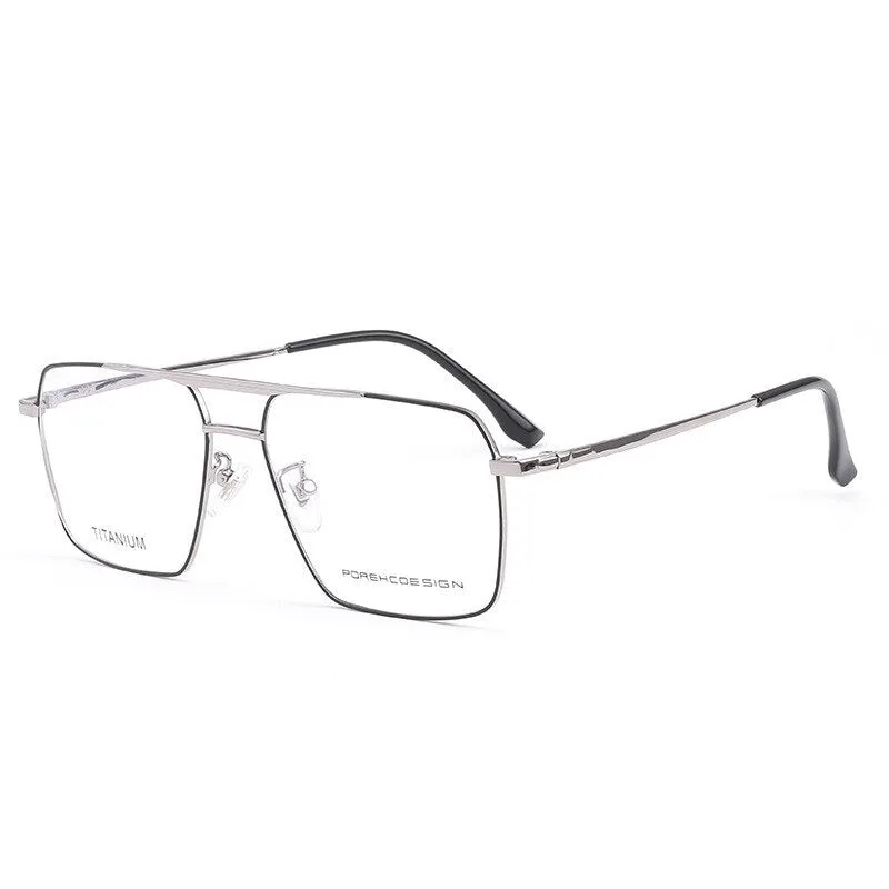 KatKani Unisex Full Rim Square Alloy Double Bridge Eyeglasses 8219