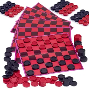 Kicko Checkers Set - 6 Pack - 11 x 9.75 Inches - Portable Checkers Board Games for Kids