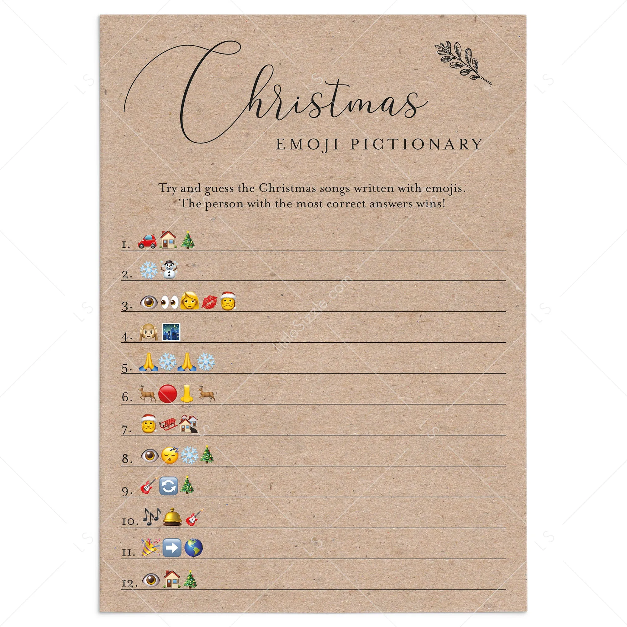 Kraft Christmas Game Emoji Pictionary Printable