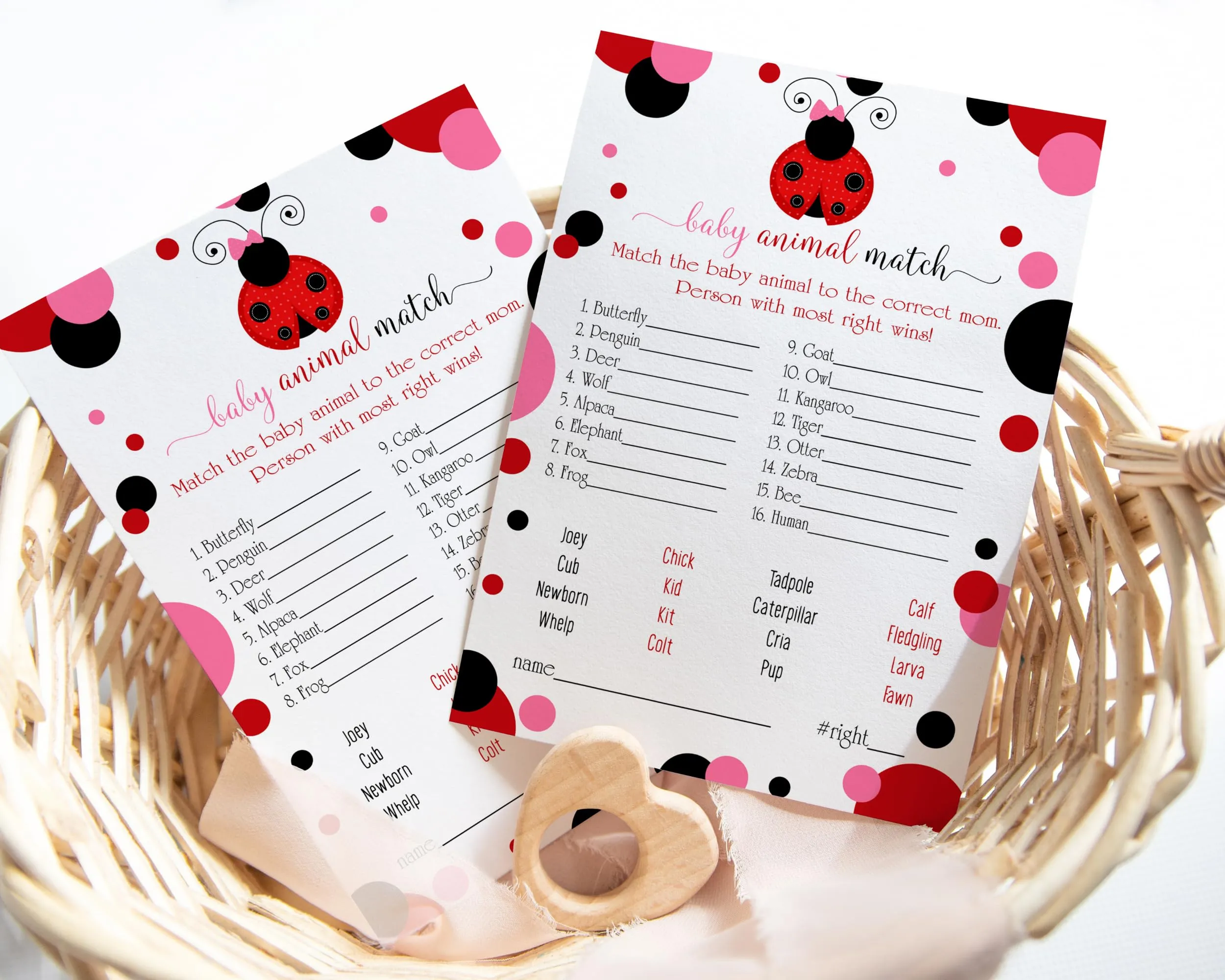 Ladybug Baby Animal Matching Game (25 Pack)