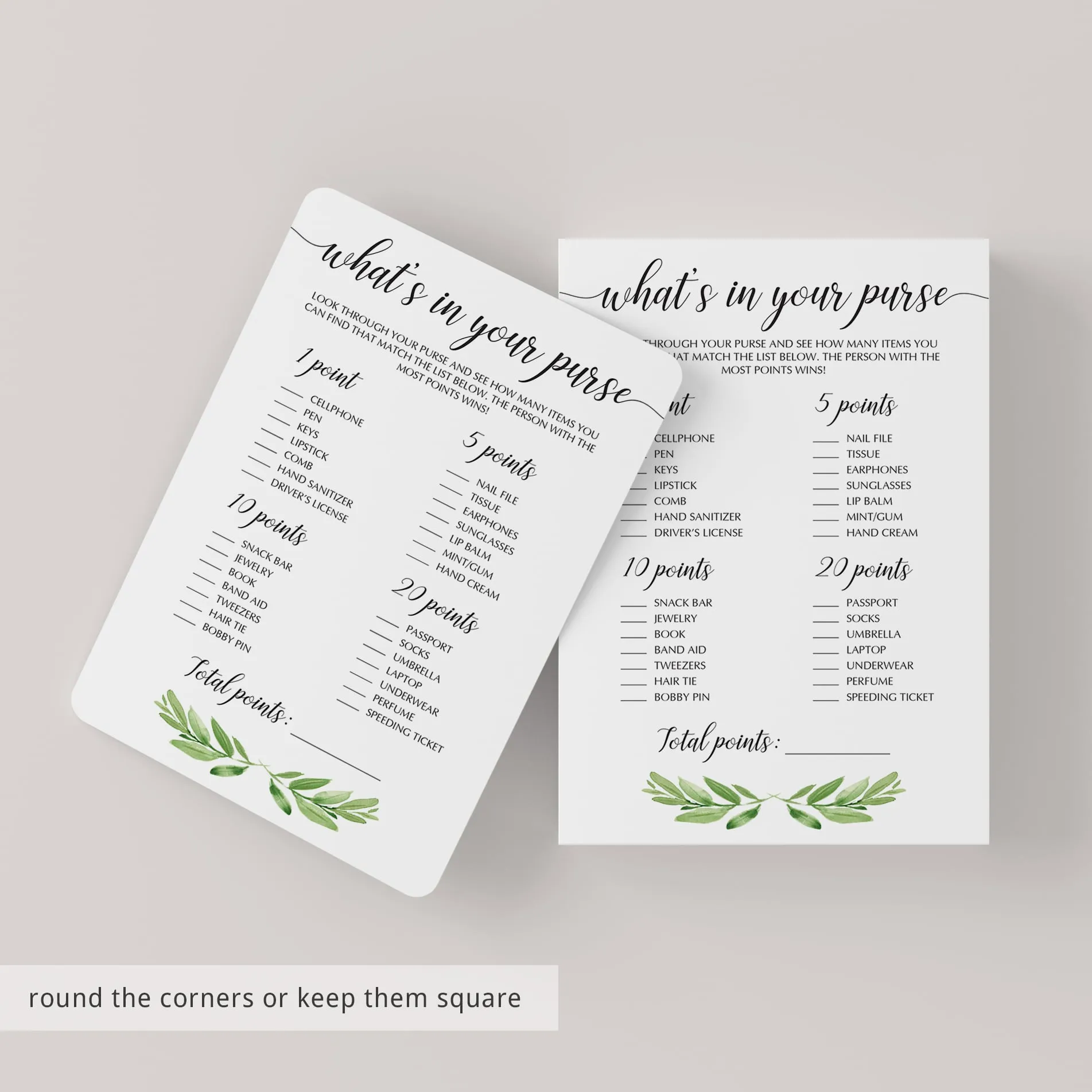 Leaf Bridalshower Games Pack Instant Download