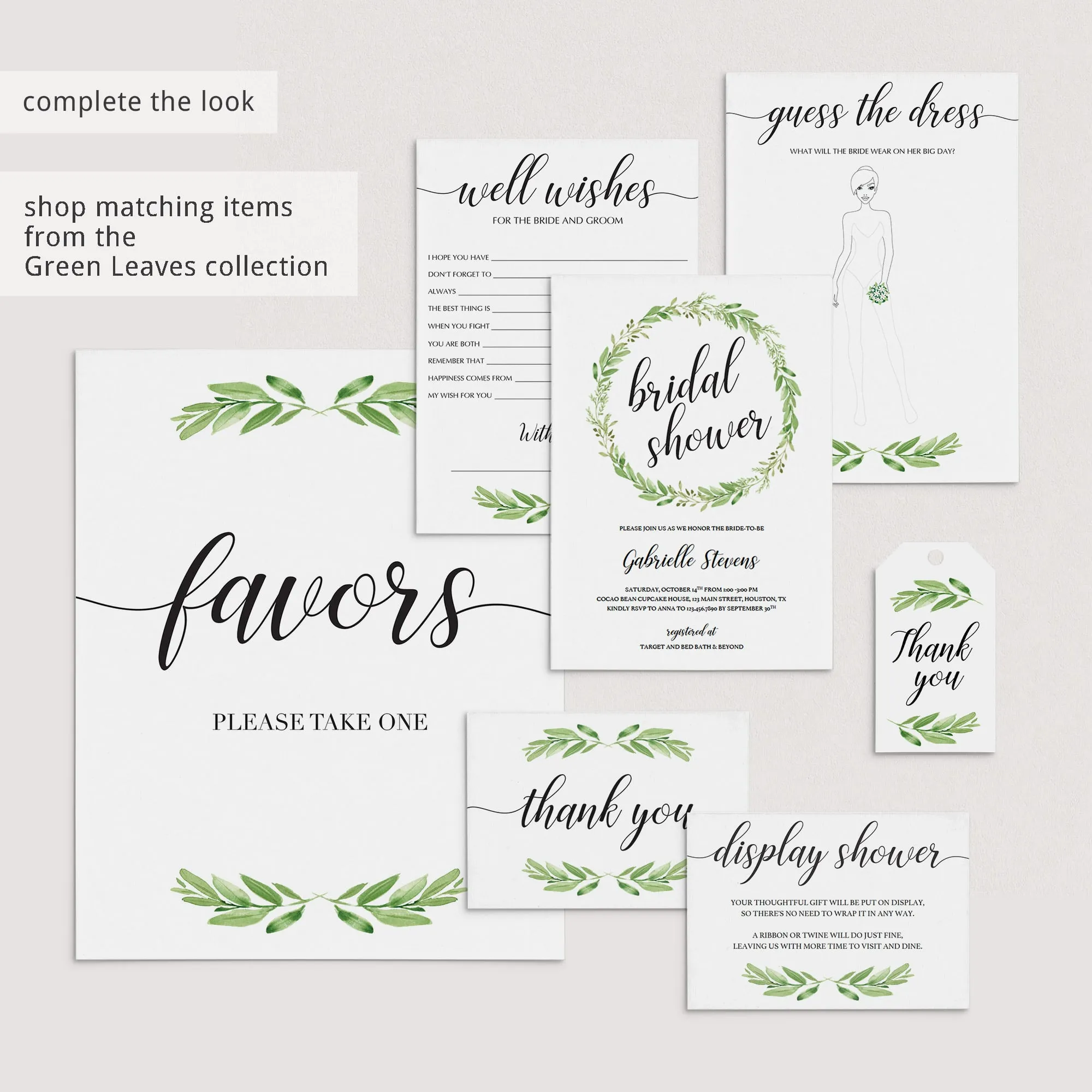 Leaf Bridalshower Games Pack Instant Download