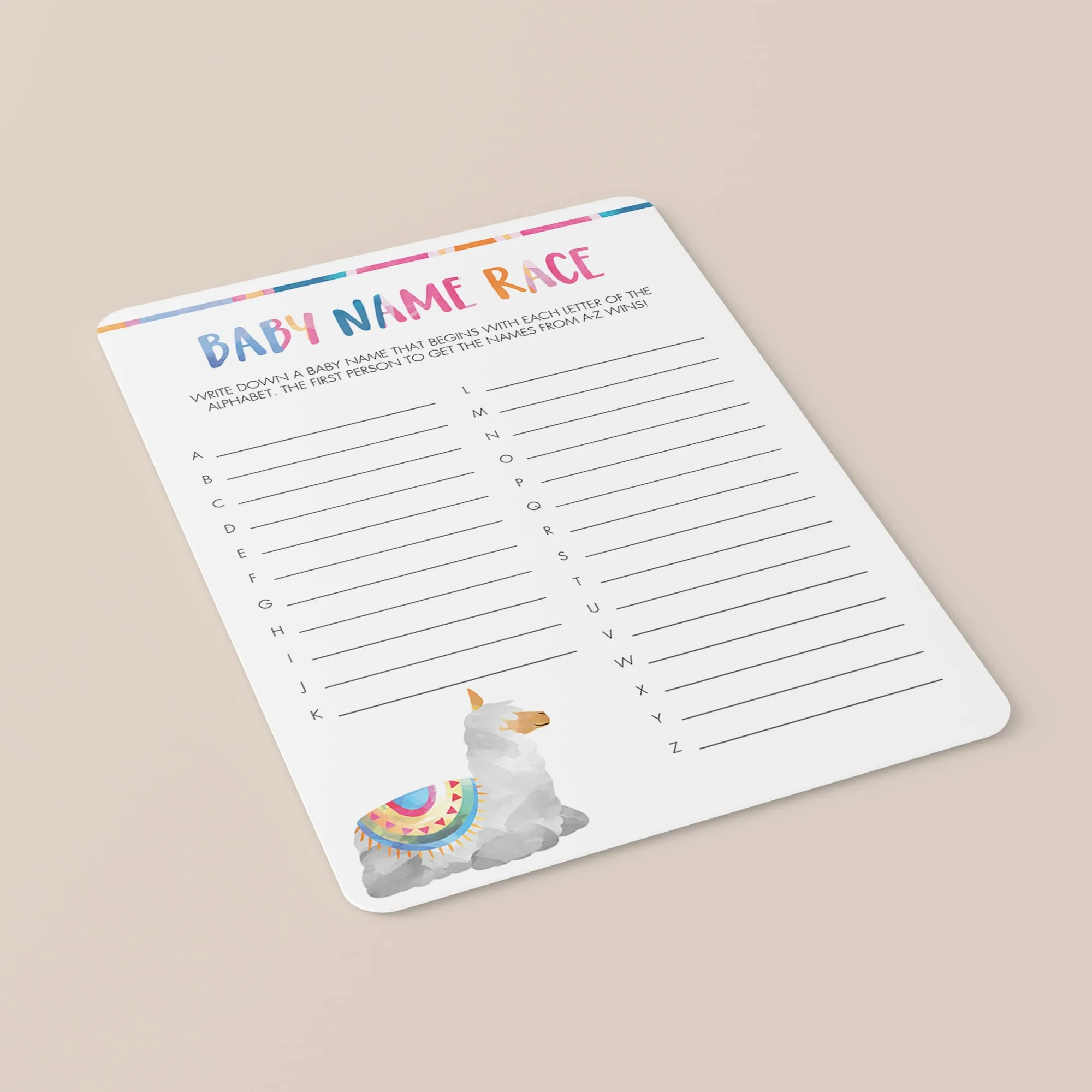 Llama Baby Shower Games Bundle Instant Download