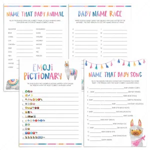 Llama Baby Shower Games Bundle Instant Download