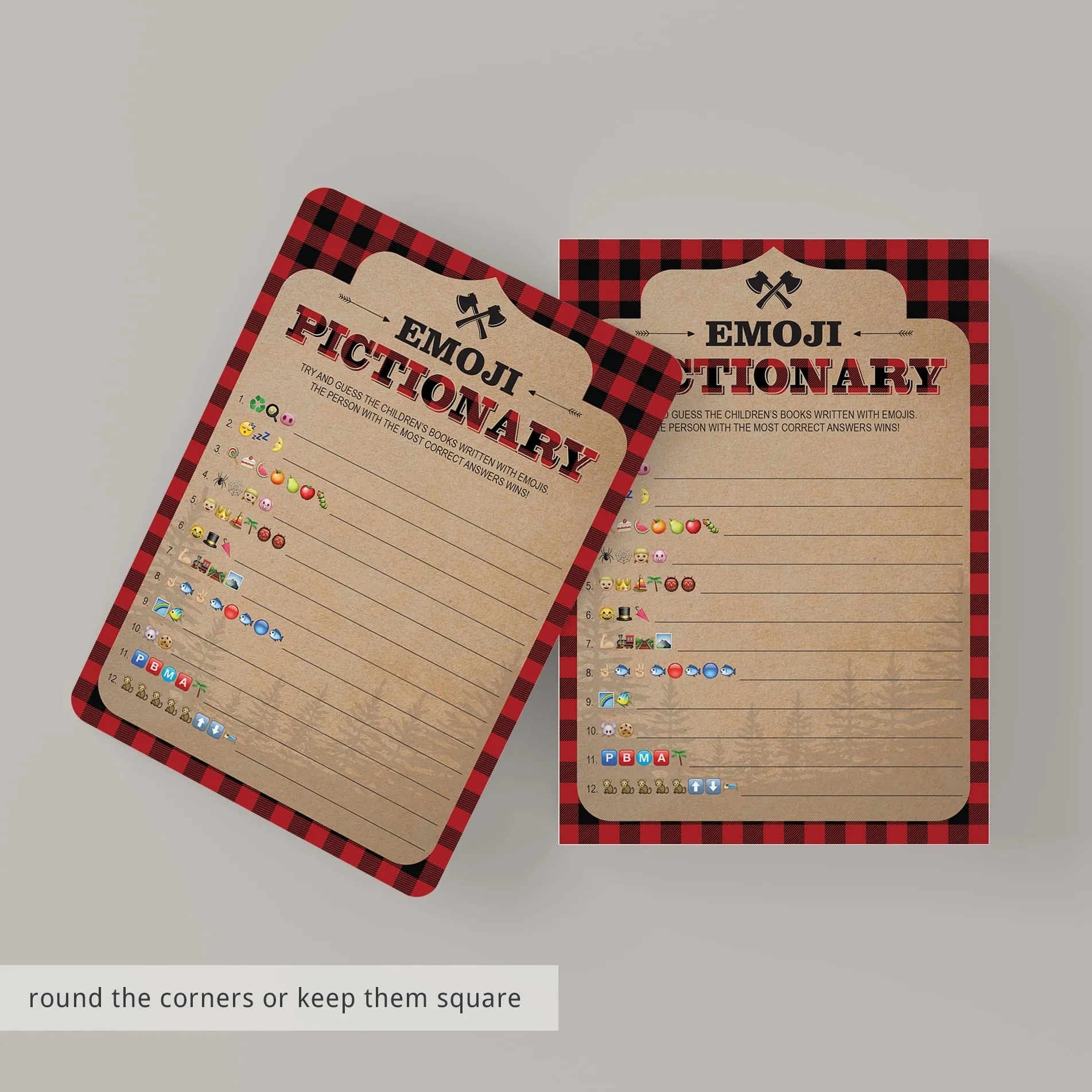 Lumberjack Themed Baby Shower Emoji Pictionary Printable