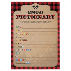 Lumberjack Themed Baby Shower Emoji Pictionary Printable