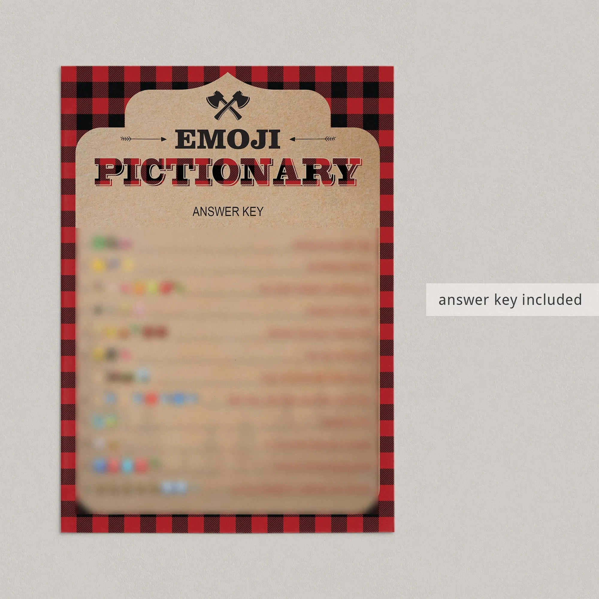 Lumberjack Themed Baby Shower Emoji Pictionary Printable