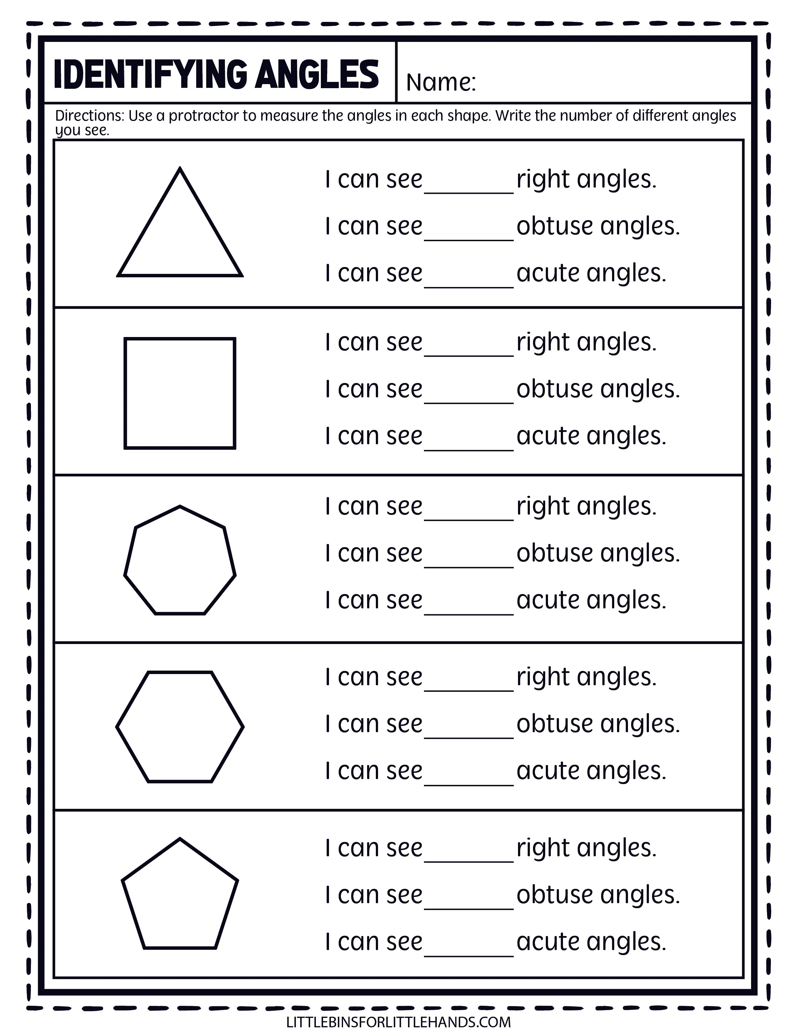 Math Angles Worksheets