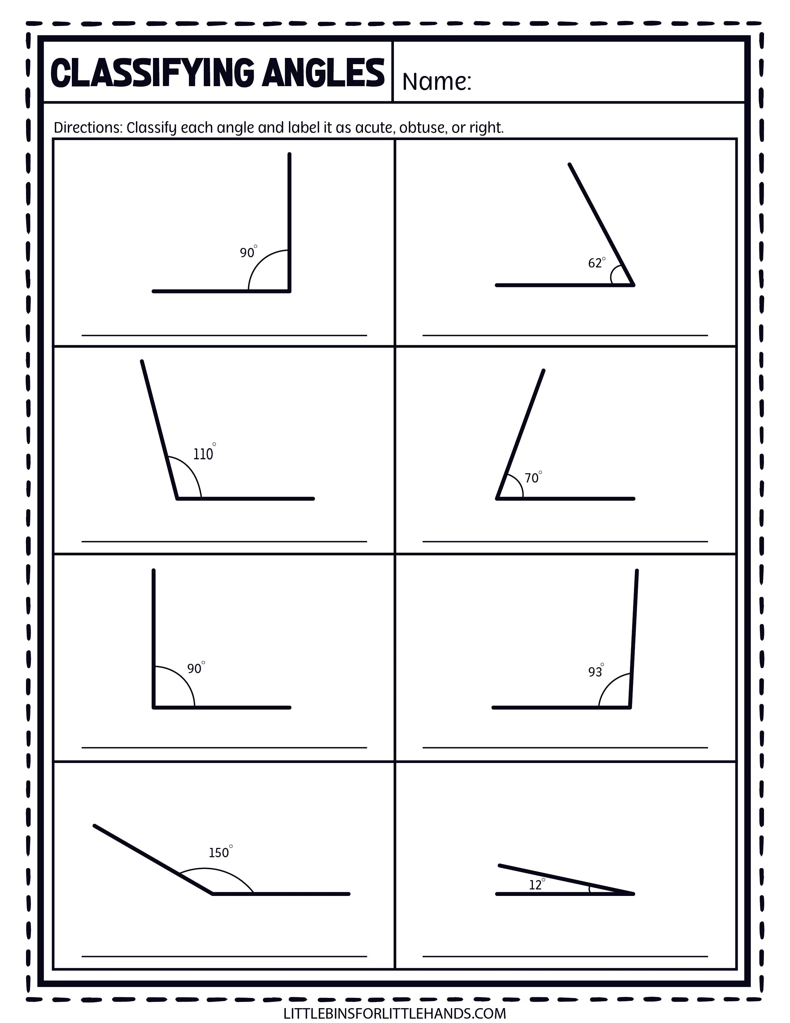 Math Angles Worksheets