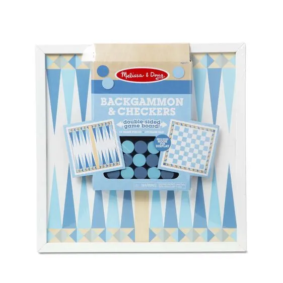 Melissa & Doug Past Tyme Classics Backgammon & Checkers Baby Blue