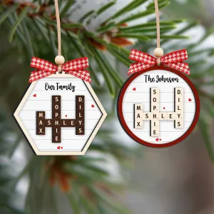 Personalized Family Crossword Puzzle Art 2-Layer Wooden Ornament, Christmas Gift For Family CF328