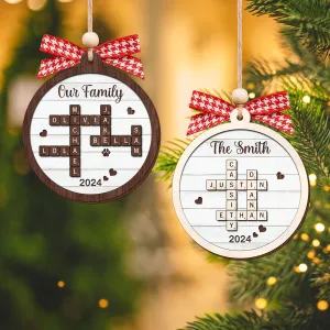 Personalized Family Crossword Puzzle Art 2-Layer Wooden Ornament, Christmas Gift For Family CF574