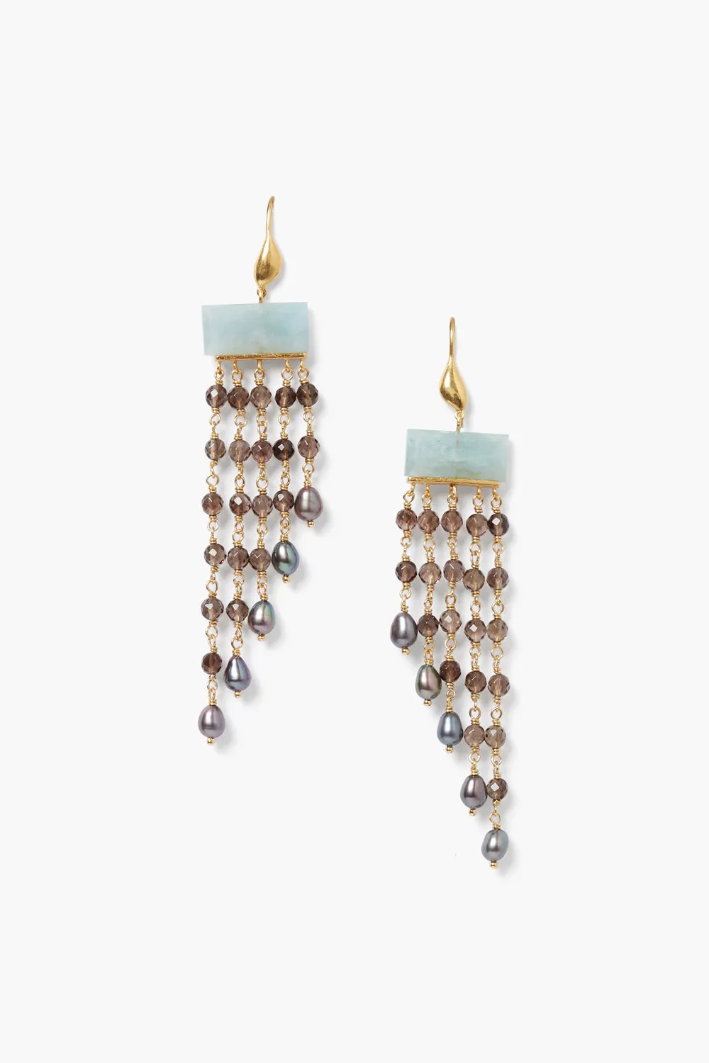 Phaedra Waterfall Earrings Smoky Quartz Mix