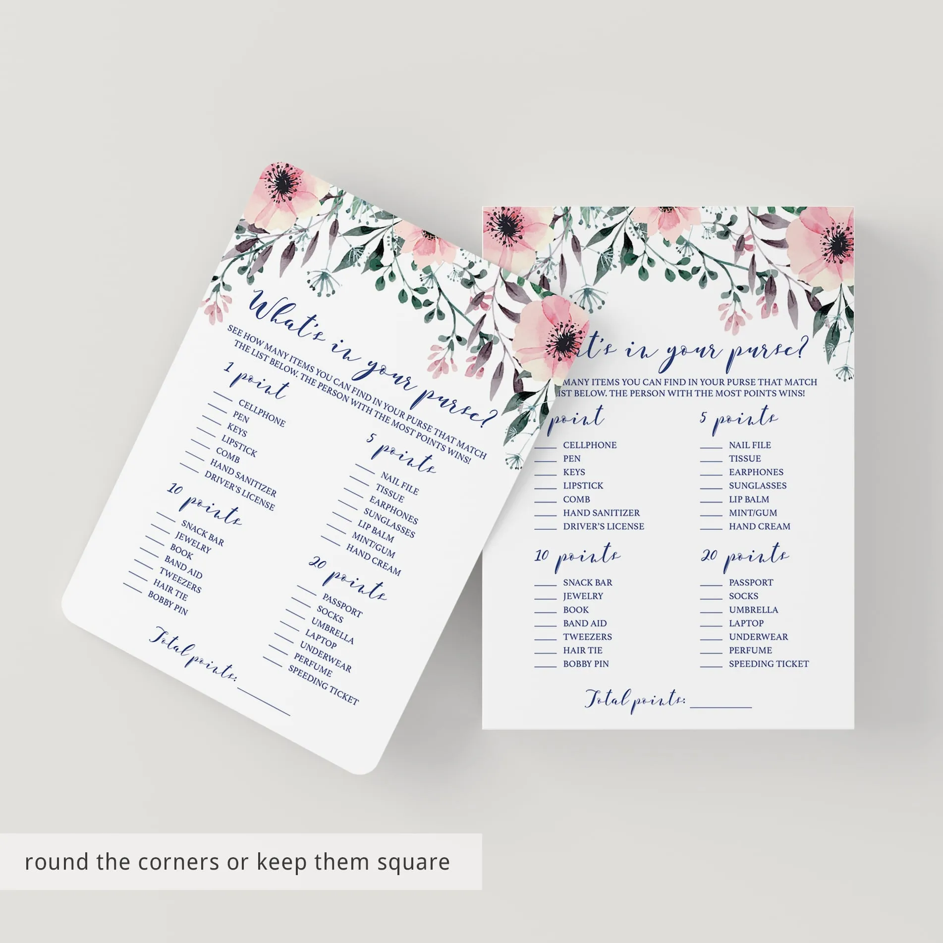 Pink Flowers Bridal Shower Games Pack Instant Download