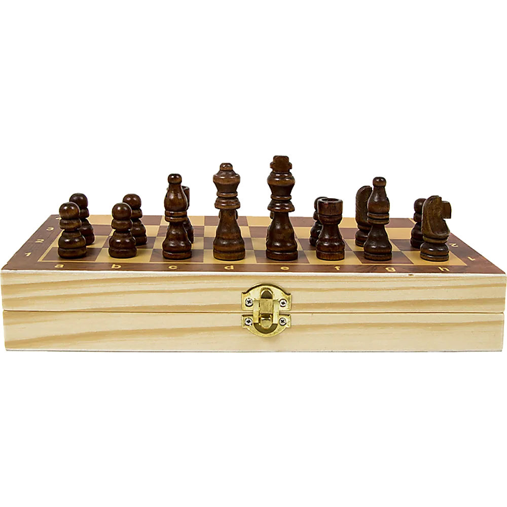 Portable Heirloom Wooden Chess Set with Folding Board