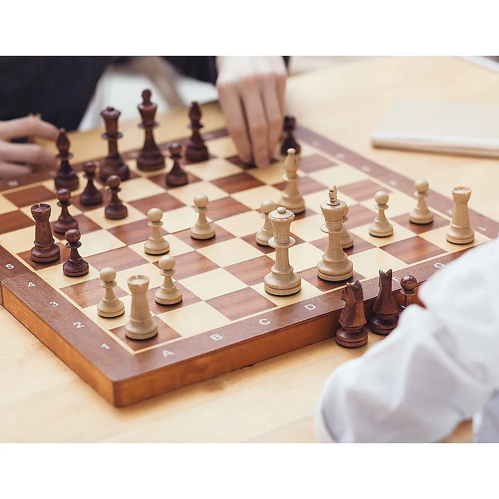 Portable Heirloom Wooden Chess Set with Folding Board