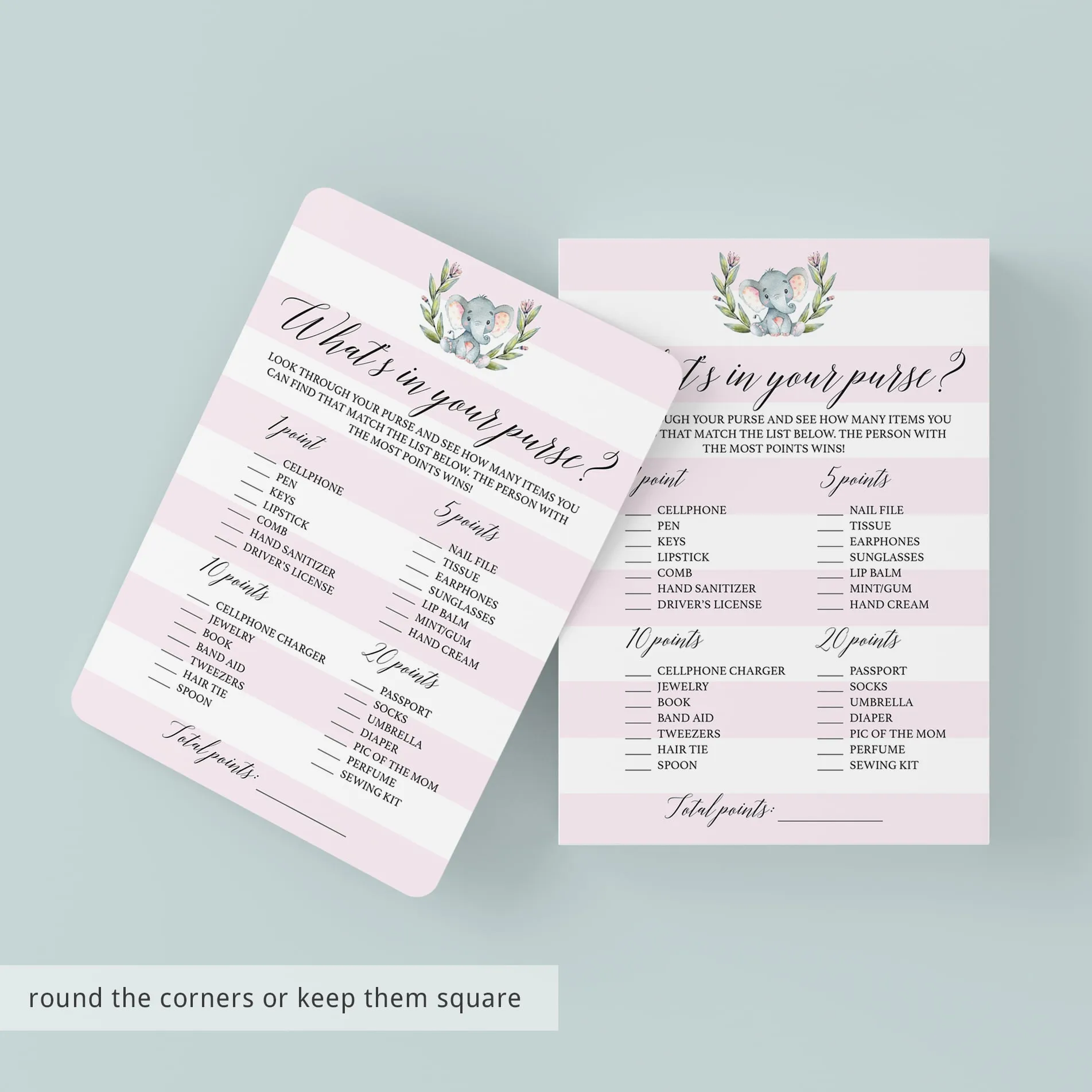 Printable Girl Baby Party Games Kit Pink and White