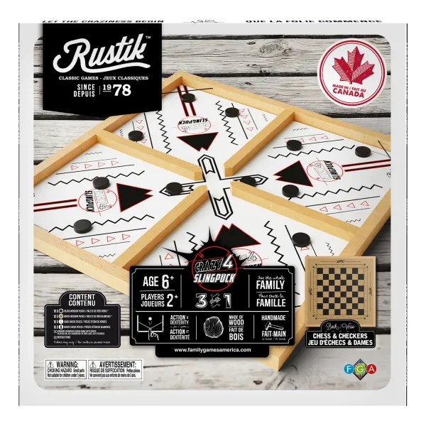 Rustik 3-in-1 Slingpuck/Shuffleboard/Chess/Checkers 3-in-1