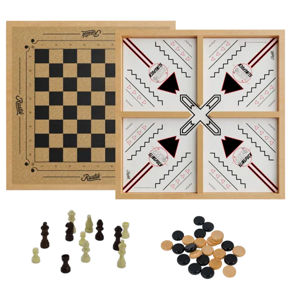 Rustik 3-in-1 Slingpuck/Shuffleboard/Chess/Checkers 3-in-1