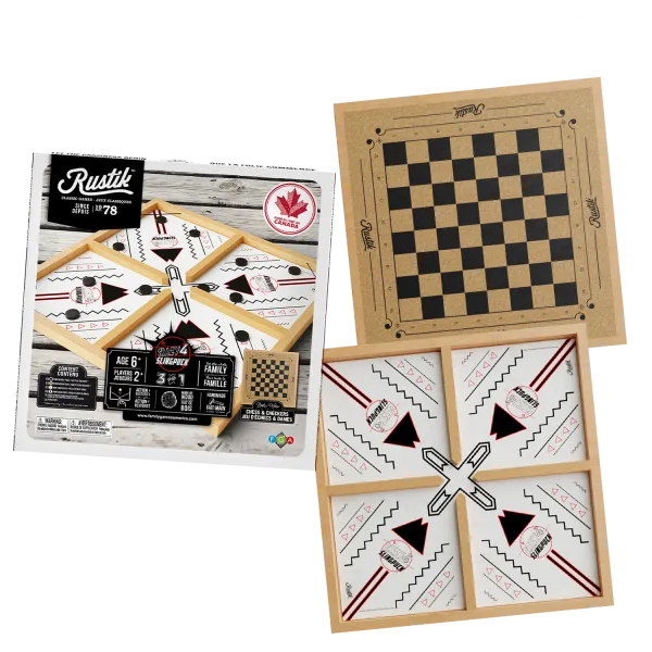 Rustik 3-in-1 Slingpuck/Shuffleboard/Chess/Checkers 3-in-1