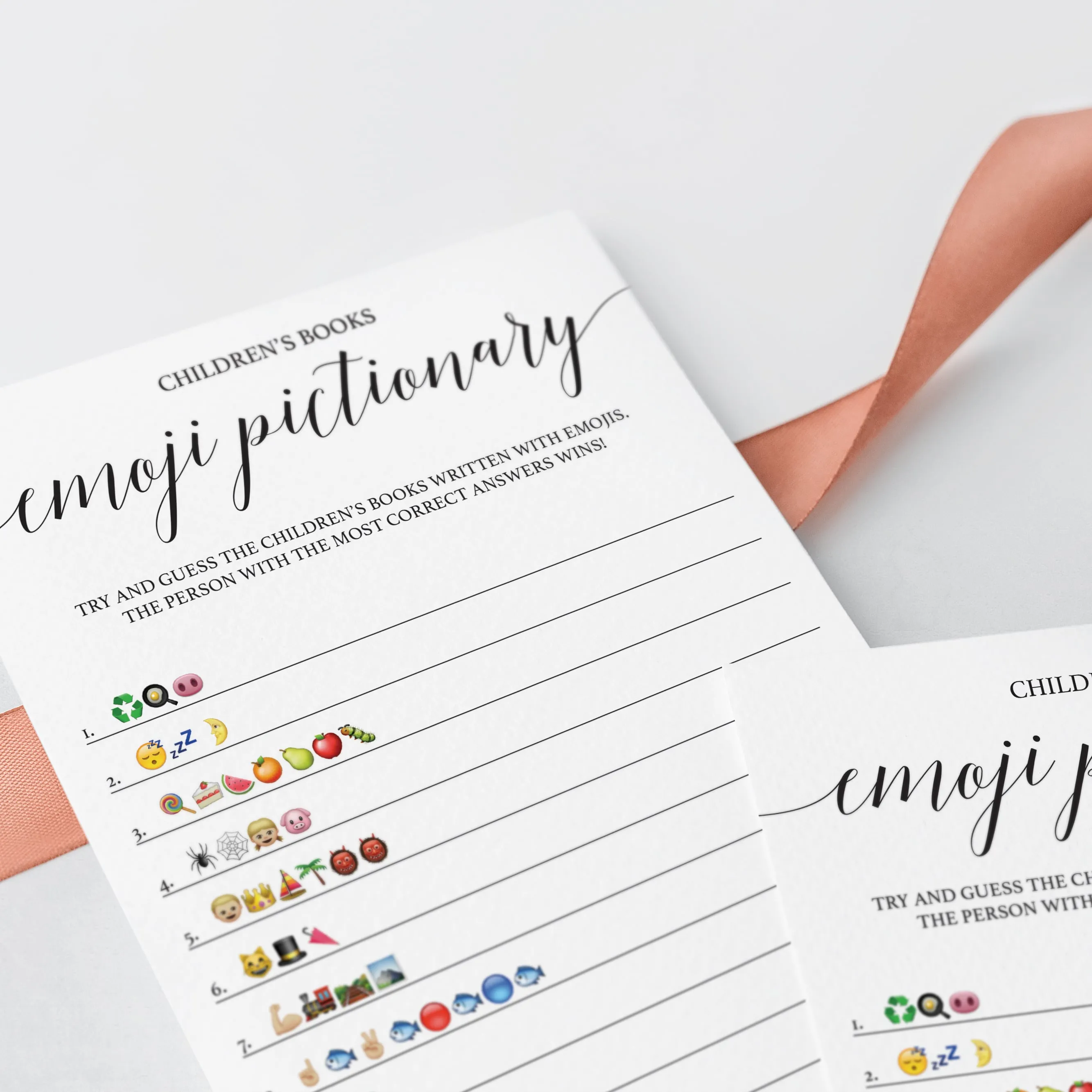 Simple Emoji Pictionary Baby Shower Game Printable and Virtual