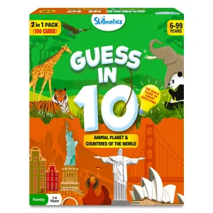 Skillmatics Card Game - Guess in 10 Animals & Countries Combo, Perfect for Boys, Girls, Kids, and Families Who Love Board Games and Educational Toys, Travel Friendly, Gifts for Ages 6, 7, 8, 9