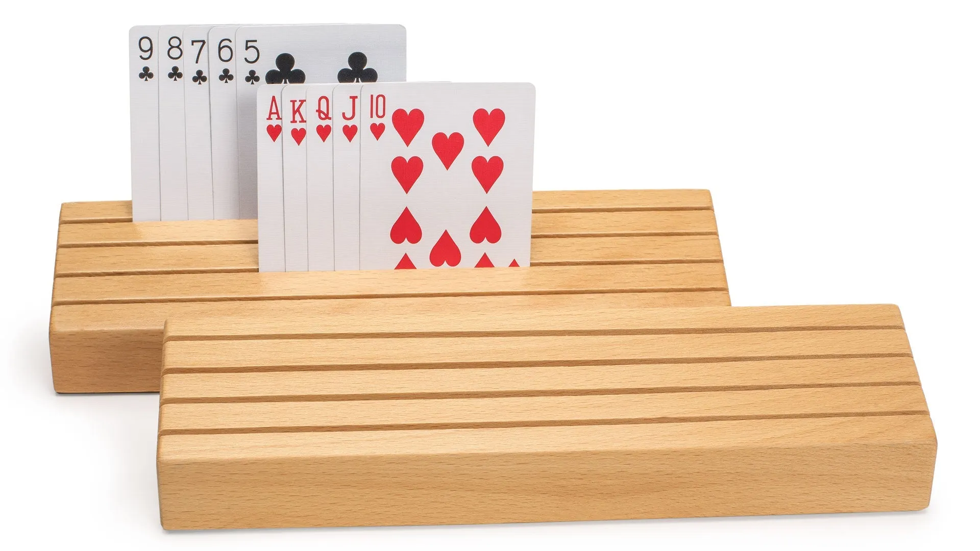 Solid Beechwood Playing Card Holders - Set of 2