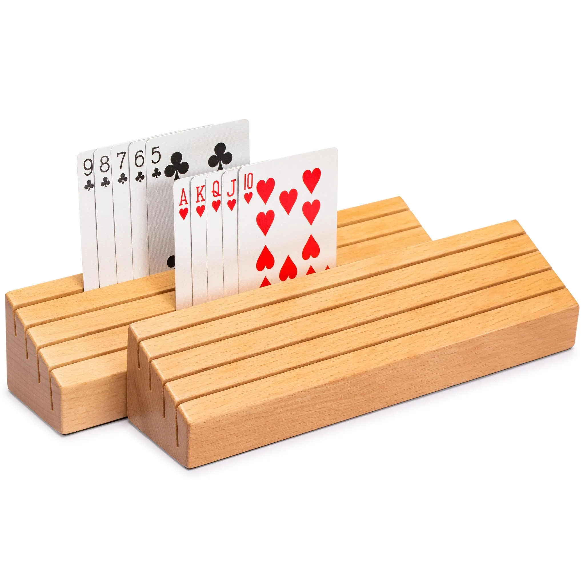 Solid Beechwood Playing Card Holders - Set of 2