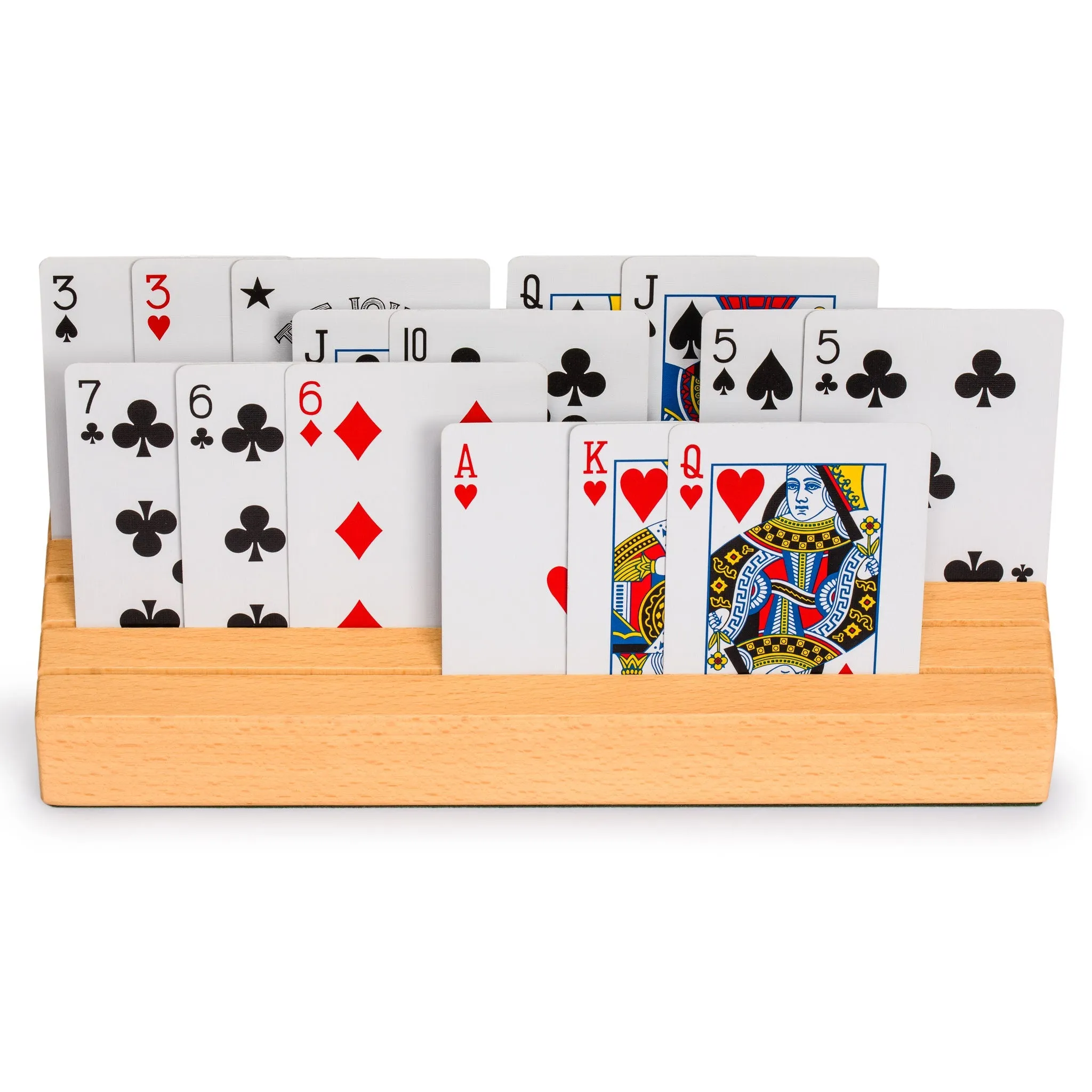 Solid Beechwood Playing Card Holders - Set of 2