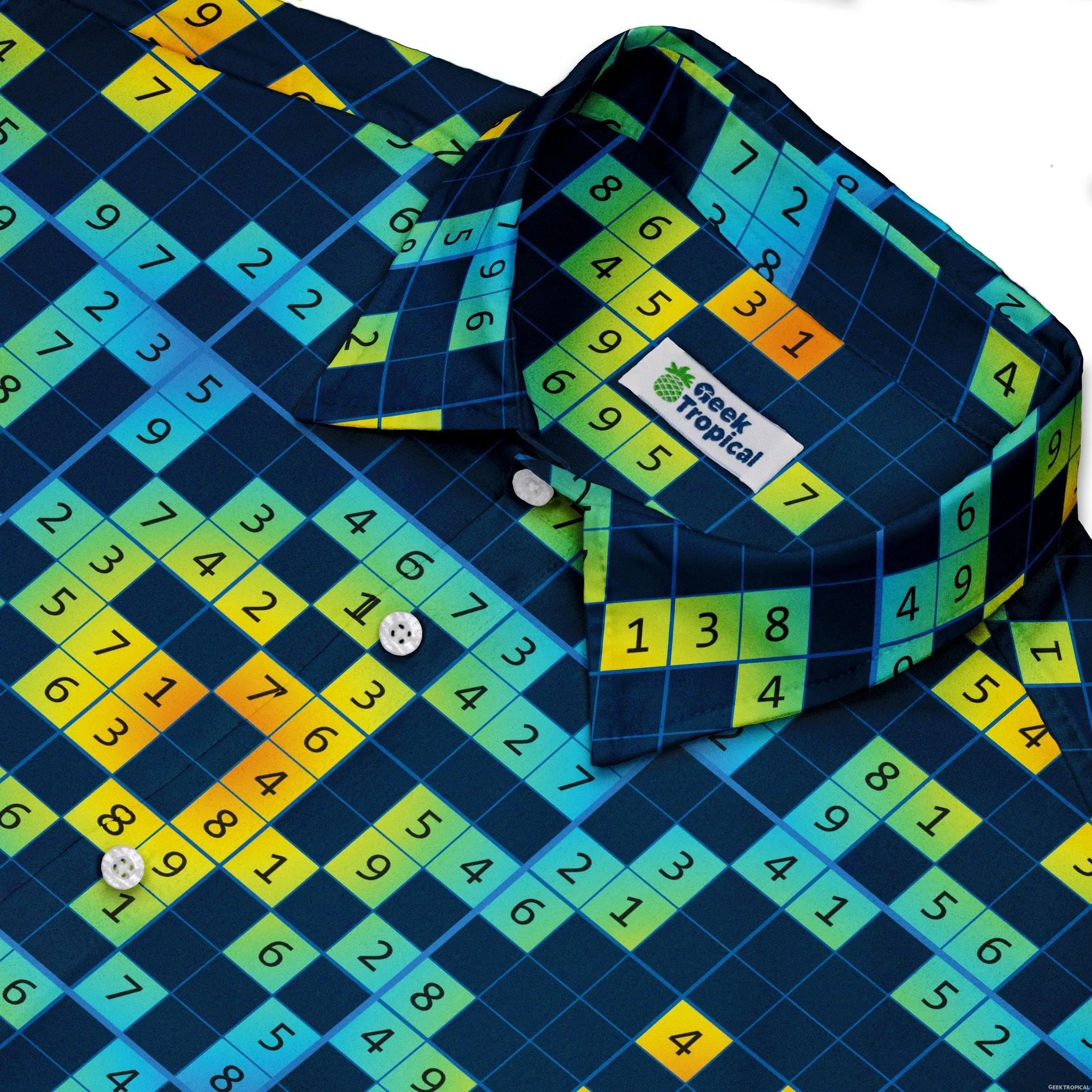 Sudoku Math Puzzle Button Up Shirt