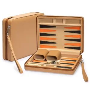 Travel Magnetic Leatherette Backgammon Mini Game Set, "Bozcaada" - 9"