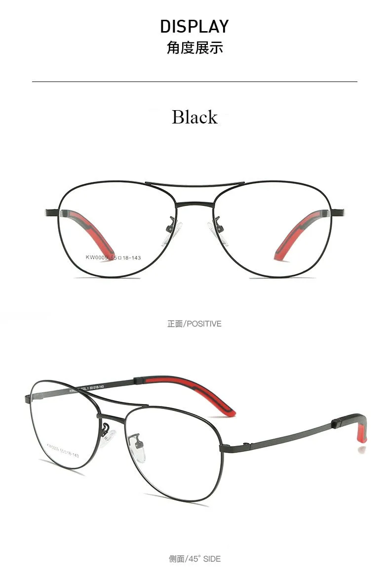 Unisex Double Bridge Full Rim Alloy Frame Eyeglasses Kw0009