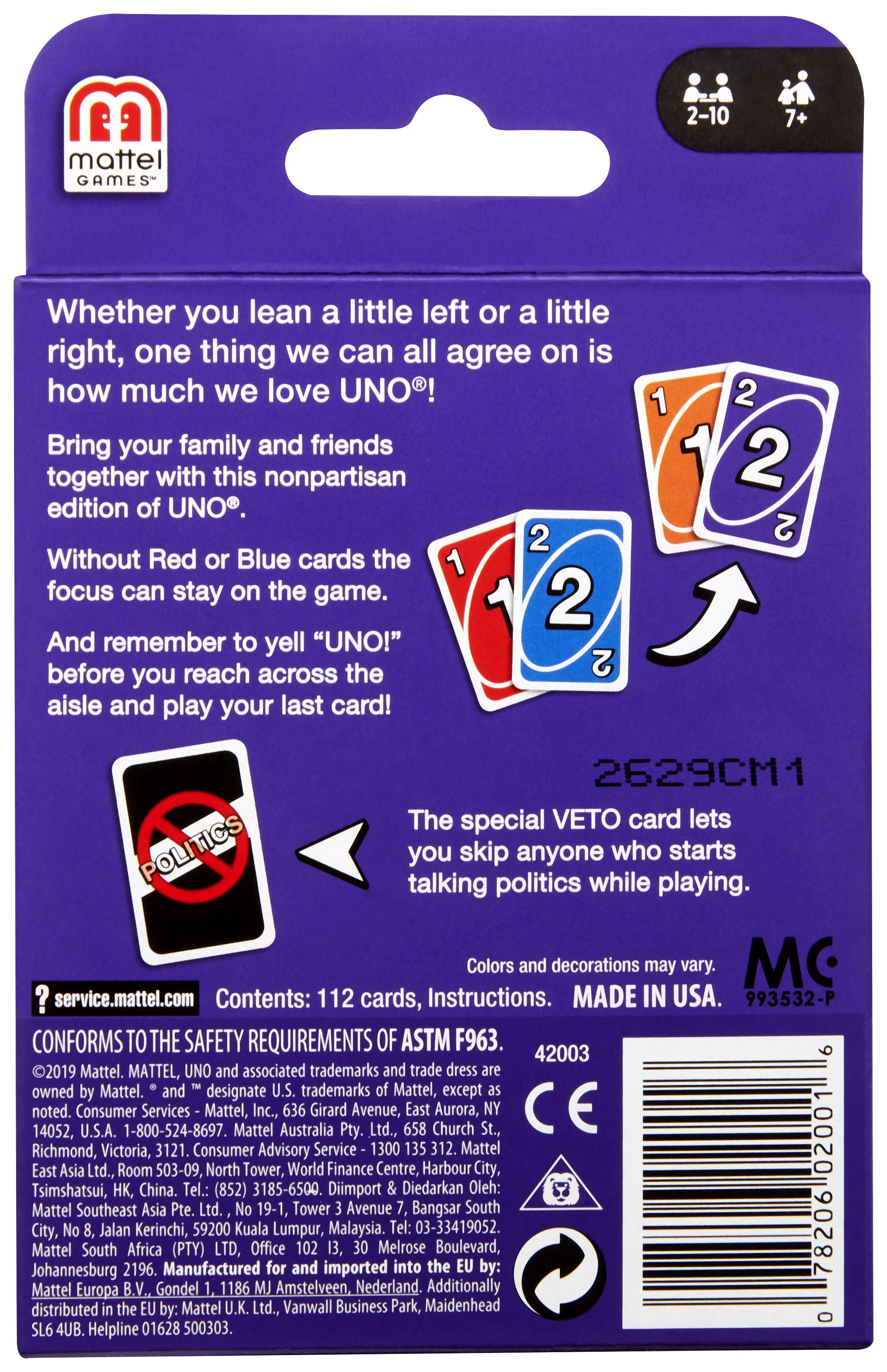 UNO Non-partisan Card Game for 2-10 Players