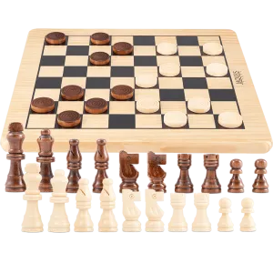 Wooden Chess Set - Chess Set Including Draughts Pieces