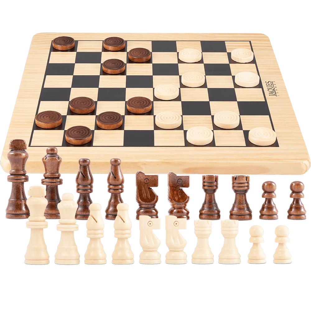 Wooden Chess Set - Chess Set Including Draughts Pieces