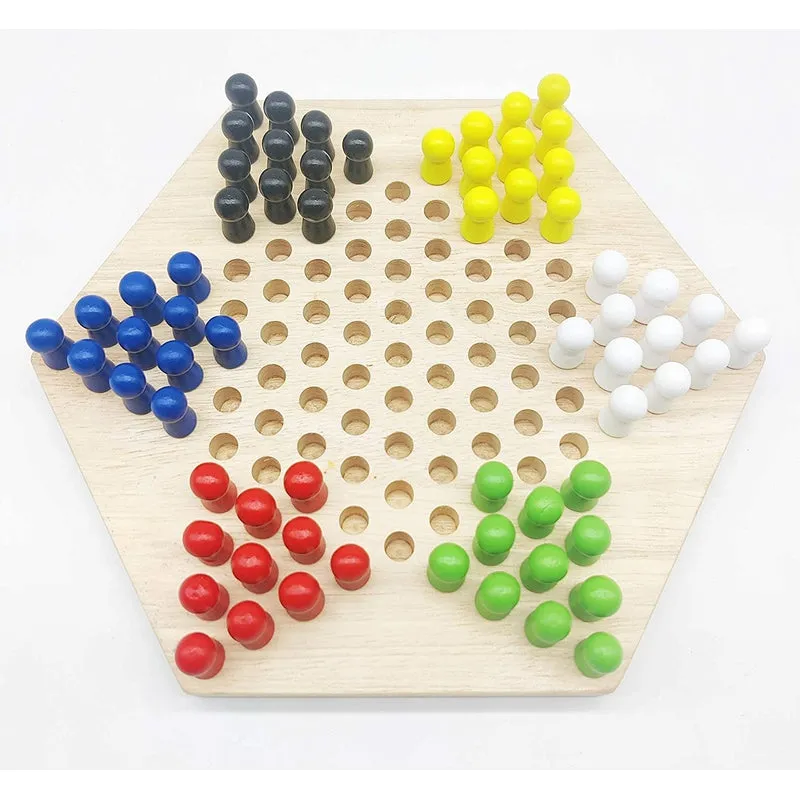 Wooden Chinese Checkers Hexagon Board - Small Checkers