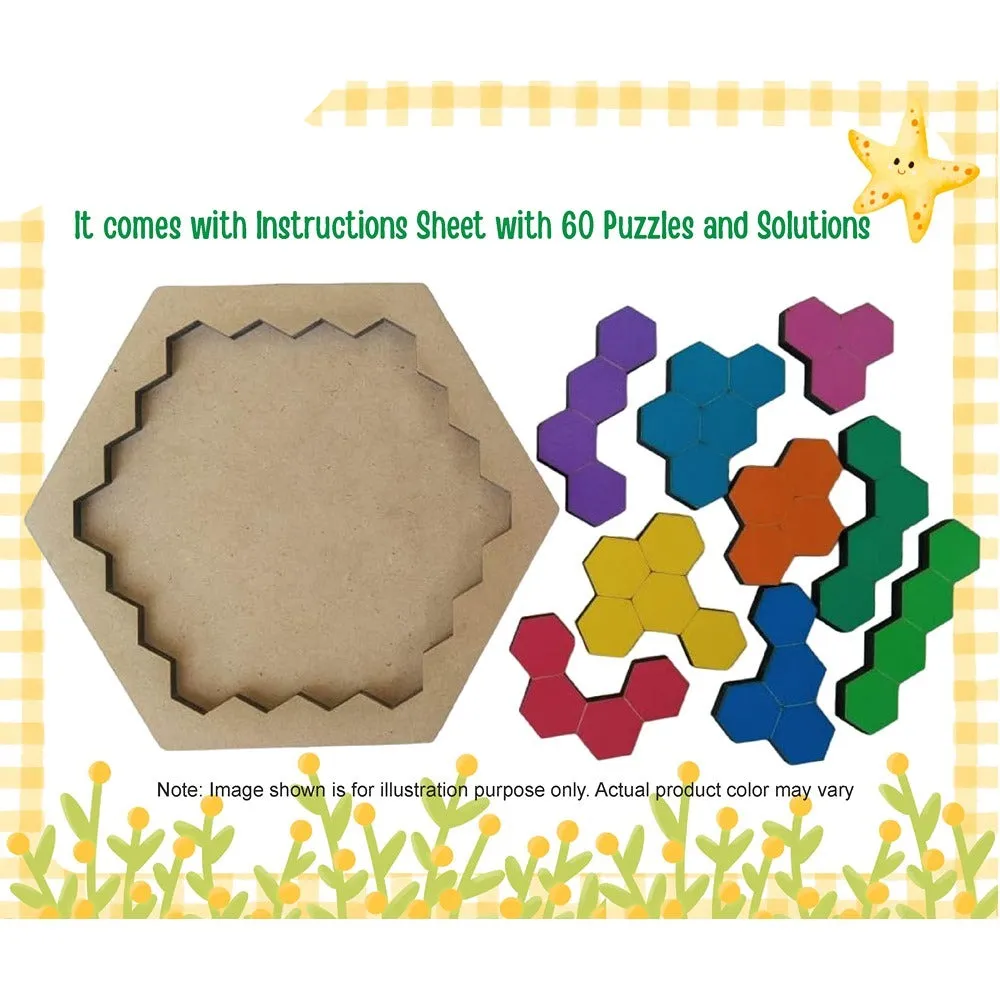 Wooden Hexagonal/Honey Bee Puzzle - Multicolor