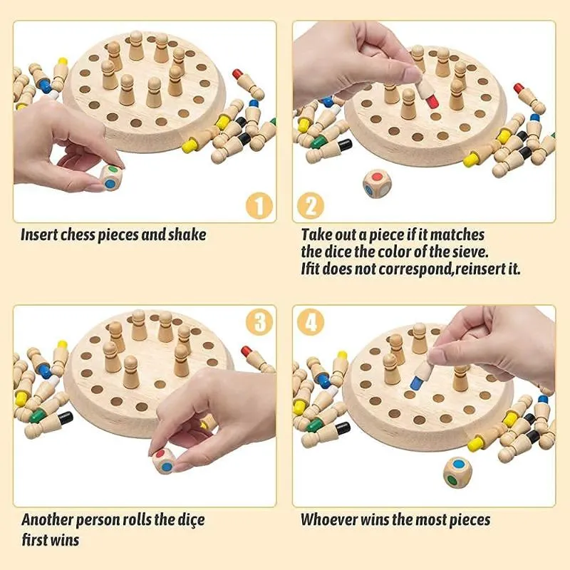 Wooden Memory Match Chess Game Set