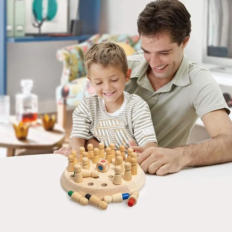 Wooden Memory Match Chess Game Set