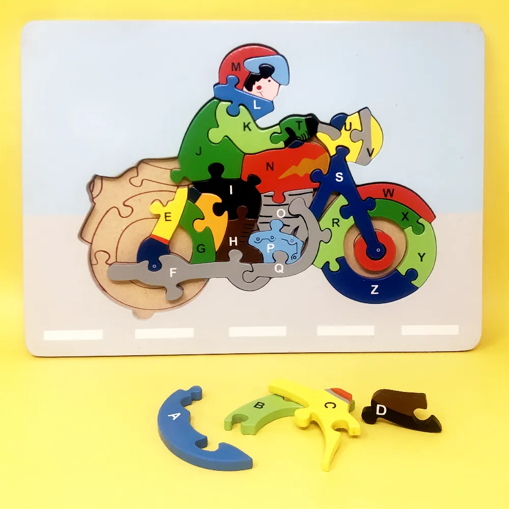 Wooden Motorbike With Alphabet Jigsaw Puzzle