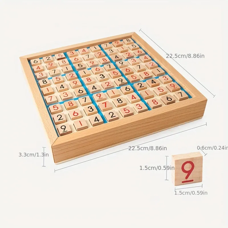 Wooden Sudoku Game for Kids Logical Puzzles and Question Challenges