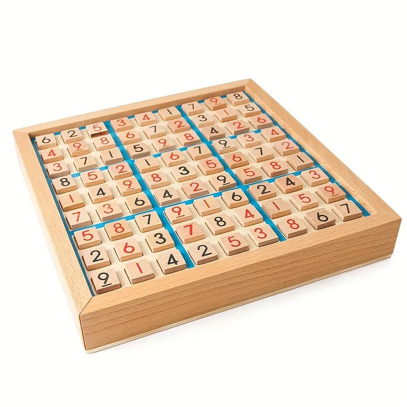 Wooden Sudoku Game for Kids Logical Puzzles and Question Challenges