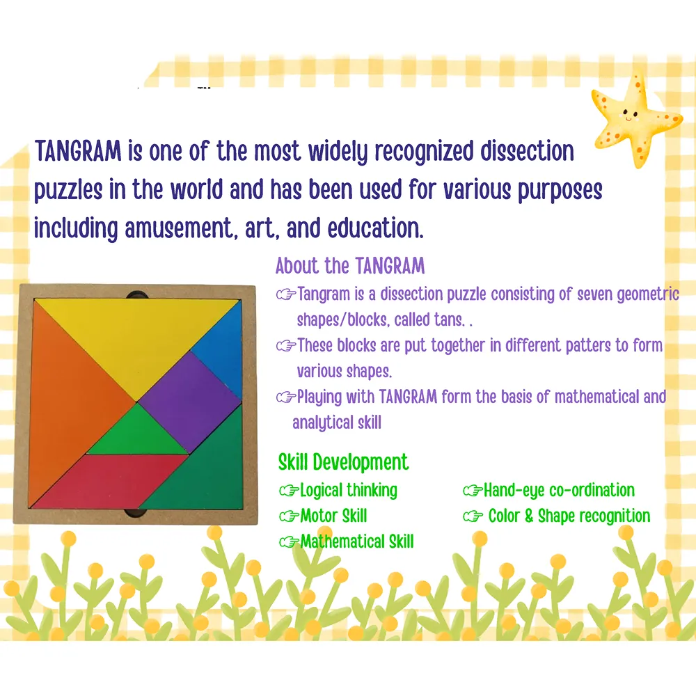 Wooden Tangram and Honey Bee Puzzle for Kids Mind Development